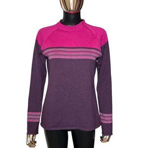 Prana Pink Purple Wool Blend Zip Neck Sweater Size Medium